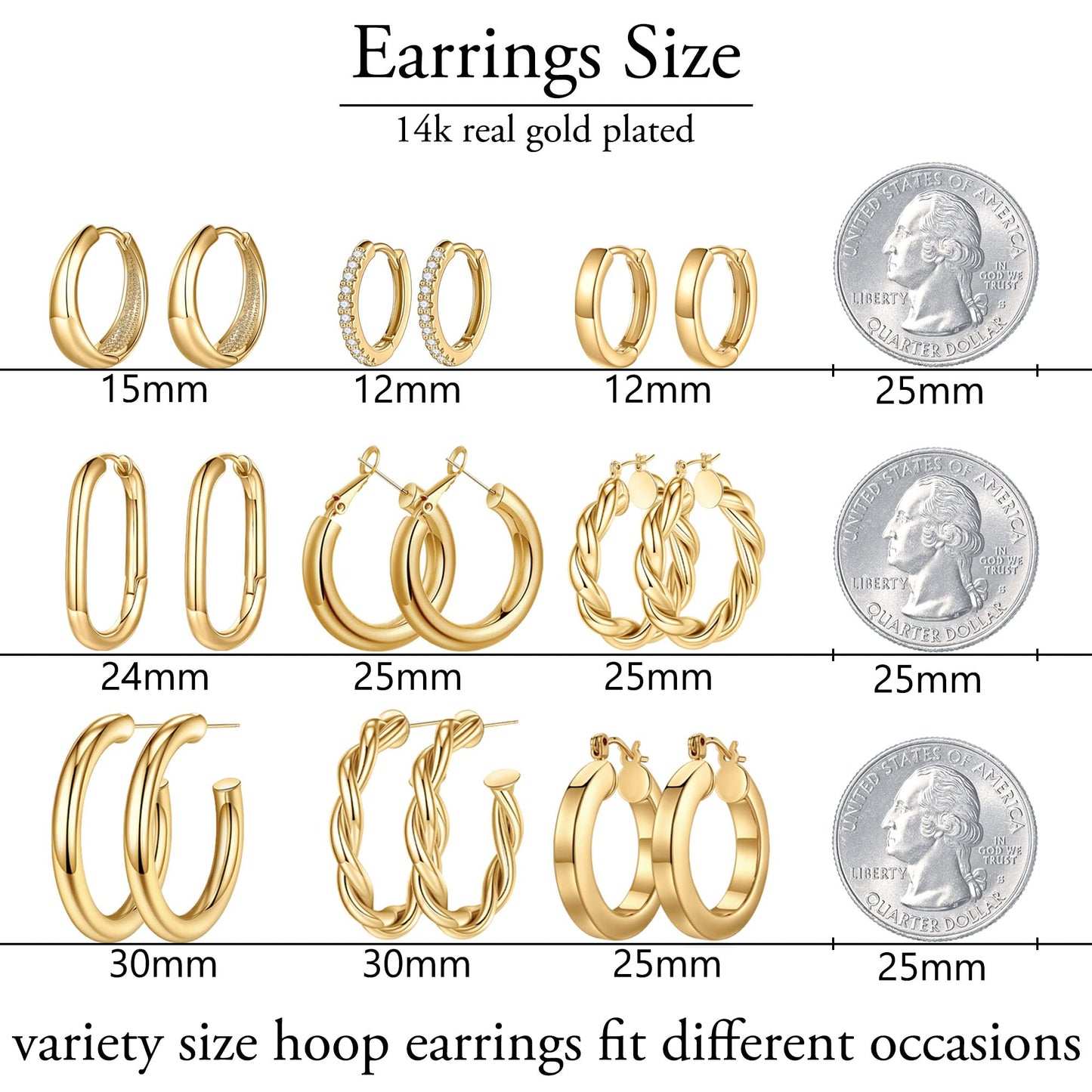 Yesteel Gold Hoop Earrings - 14k Gold Plated Small Hoop Earrings for Women