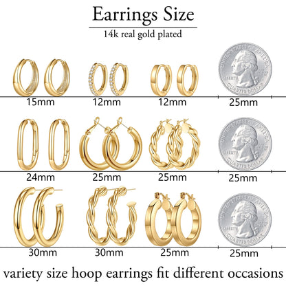 Yesteel Gold Hoop Earrings - 14k Gold Plated Small Hoop Earrings for Women